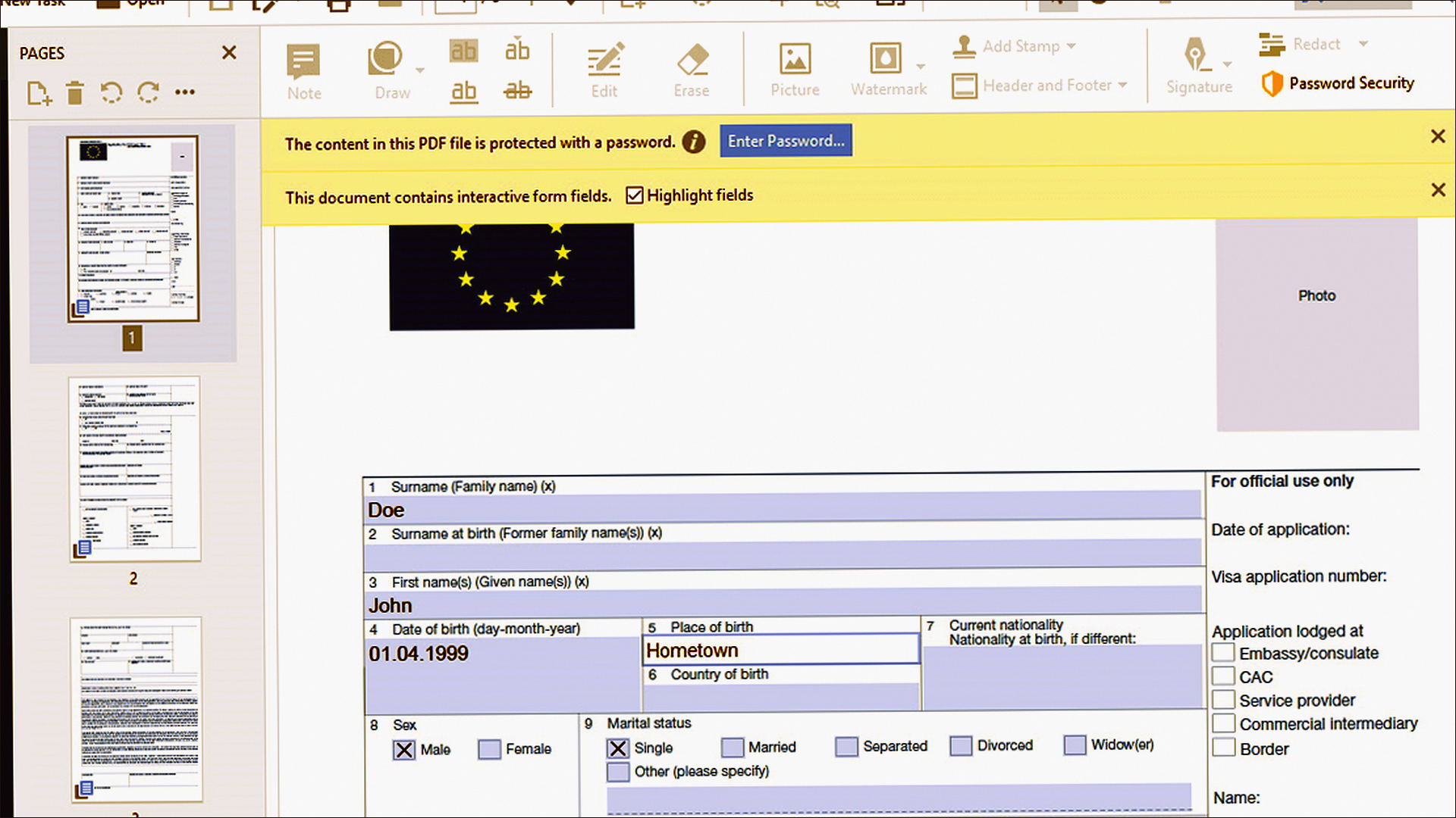 PDF-XChange Editor tools